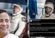 নিরাপদে পৃথিবীতে ফিরেছেন সুনীতারা, অভিনন্দন জানিয়ে সোশ্যাল মিডিয়ায় পোস্ট বাংলার মুখ্যমন্ত্রীর